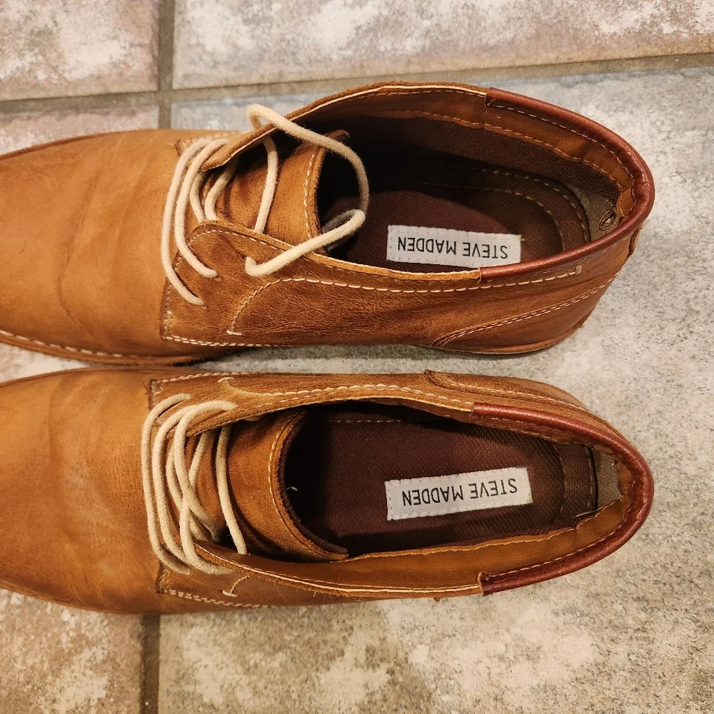 STEVE‎ MADDEN Men's Ivon Chukka Tan Leather Boots Size 9.5